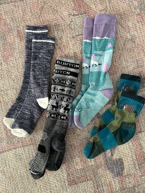 Burton Gray Black Patterned Kids Crew Socks